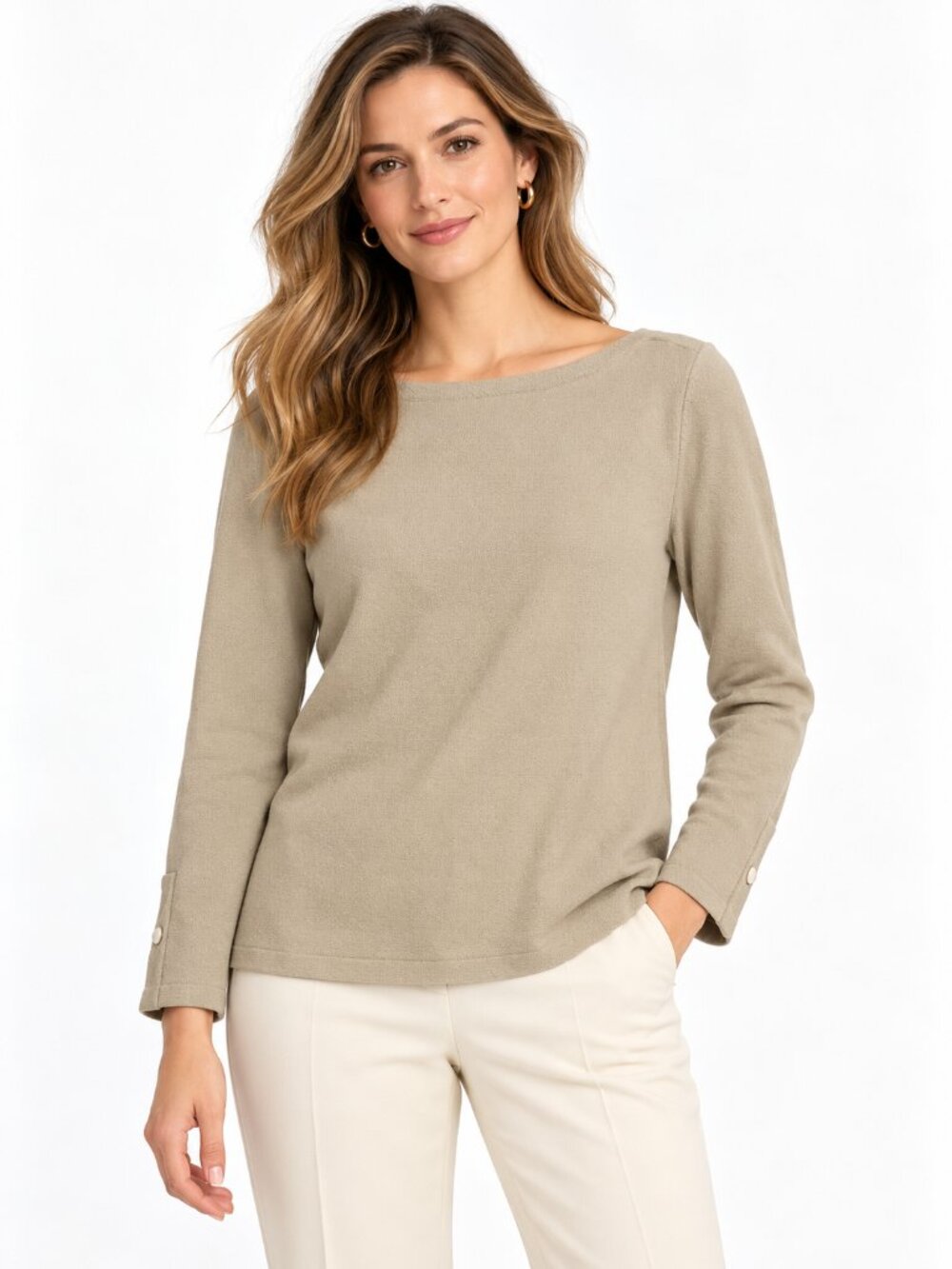 2/$30 Talbots Long Sleeve Top in Beige Size Small Like New